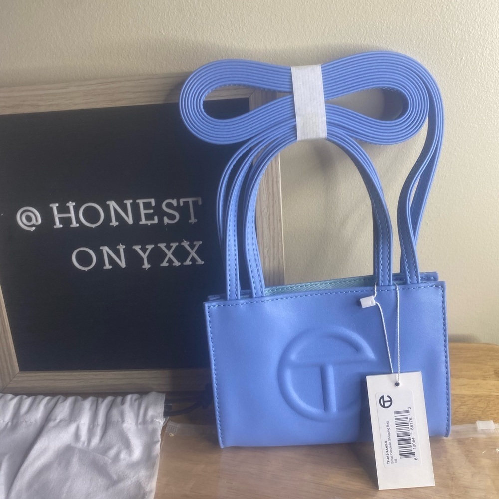 Small cerulean telfar shopping bag